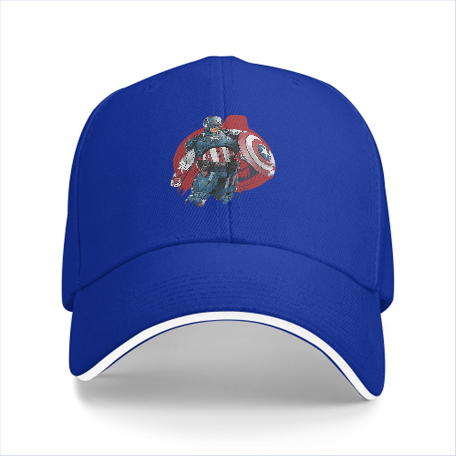 Black Baseball Cap With Captain America Graphic Print