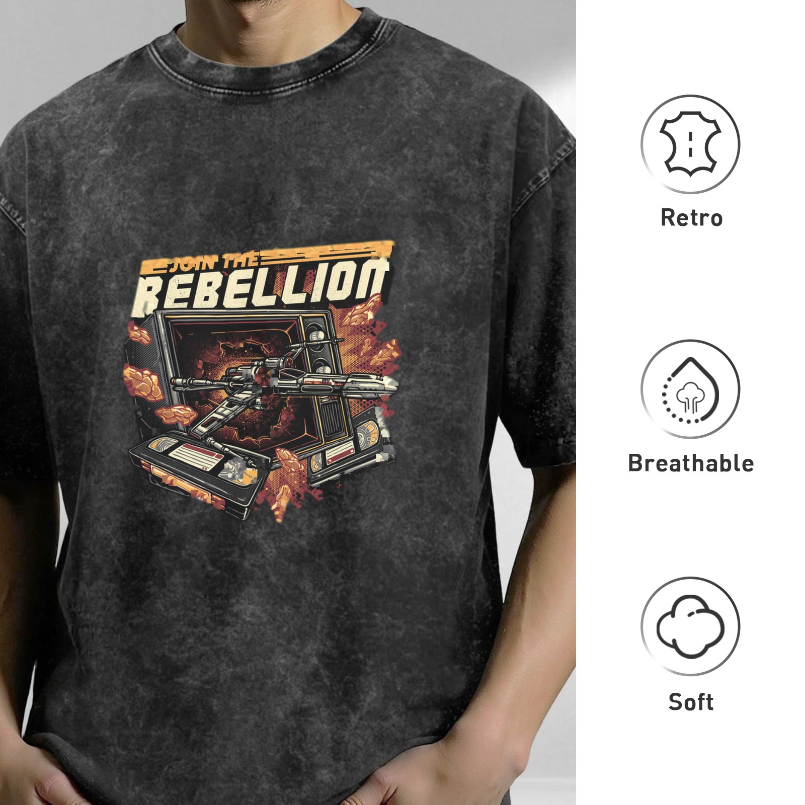 Join The Rebellion Vintage Washed Graphic T-Shirt