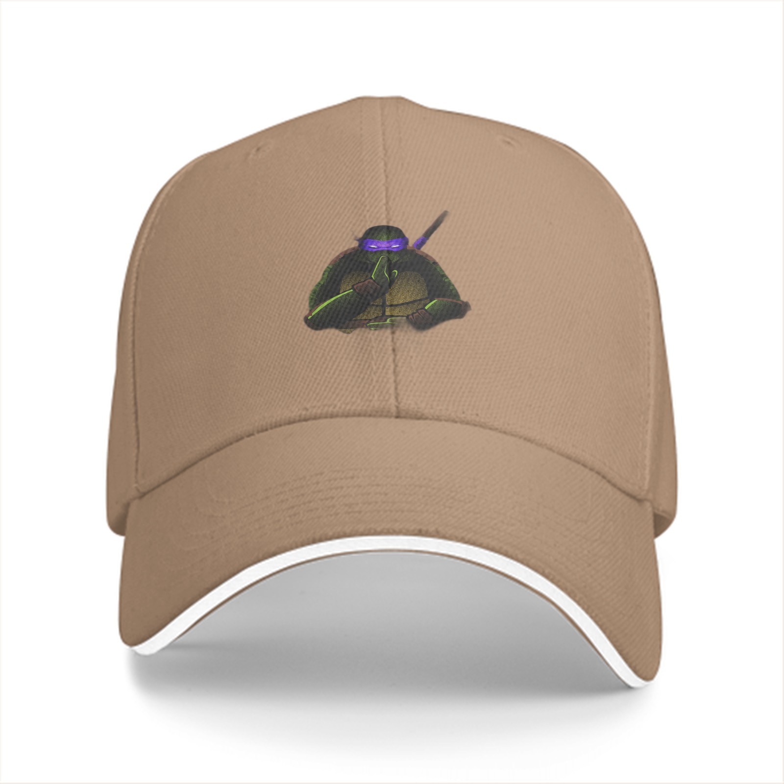 Black Baseball Cap With Purple Masked Ninja Turtle Graphic