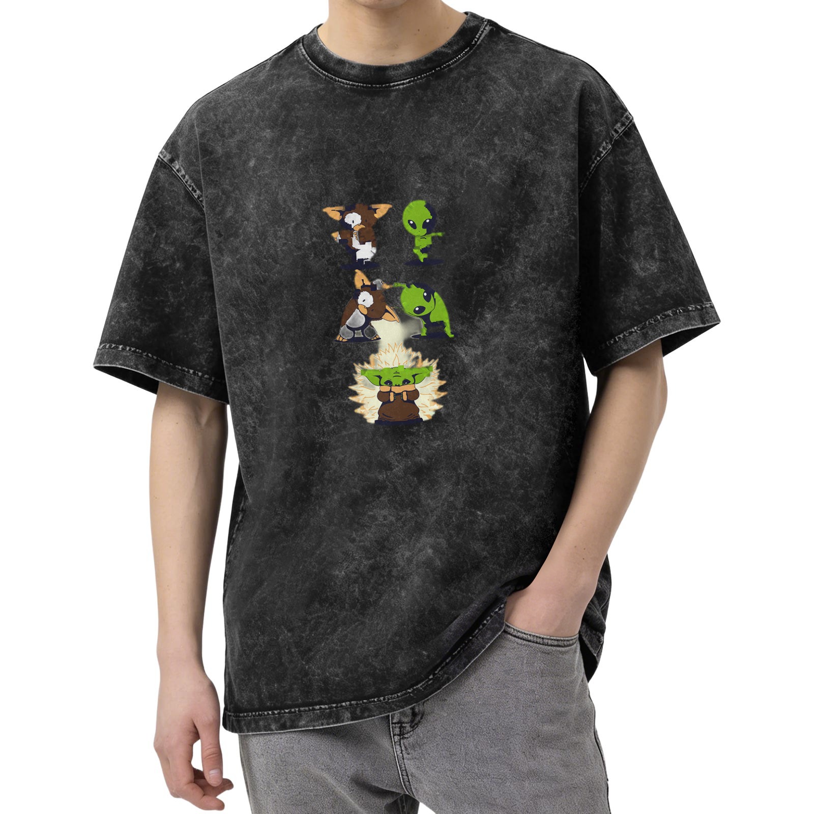 Vintage Washed T-Shirt With Cute Pop Culture Character Art