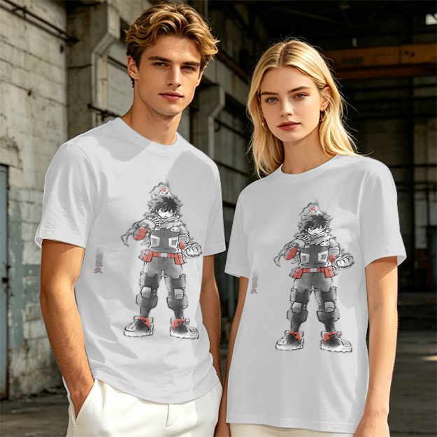 Olive T-Shirt With Anime Hero Character Print