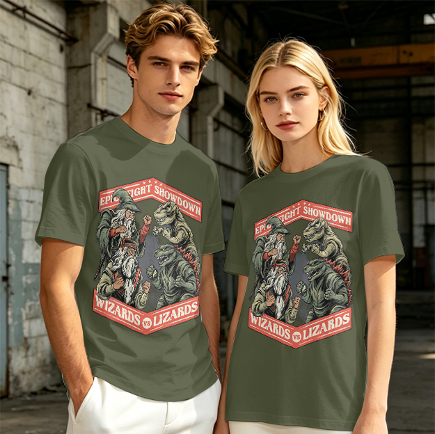 Epic Fight Showdown Wizards vs Lizards Graphic T-Shirt