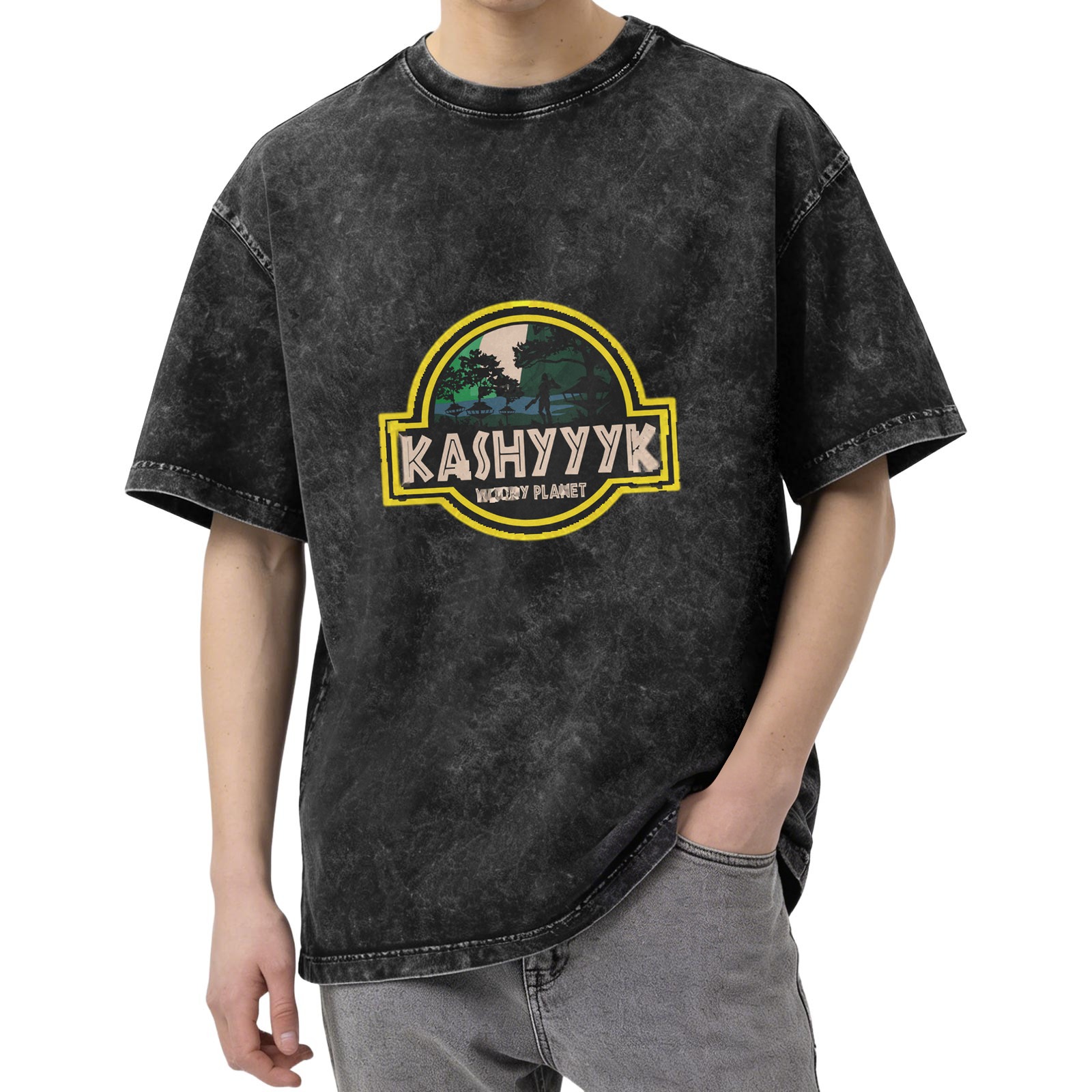 Kashyyyk Wookie Planet Graphic Stonewashed Black T-Shirt
