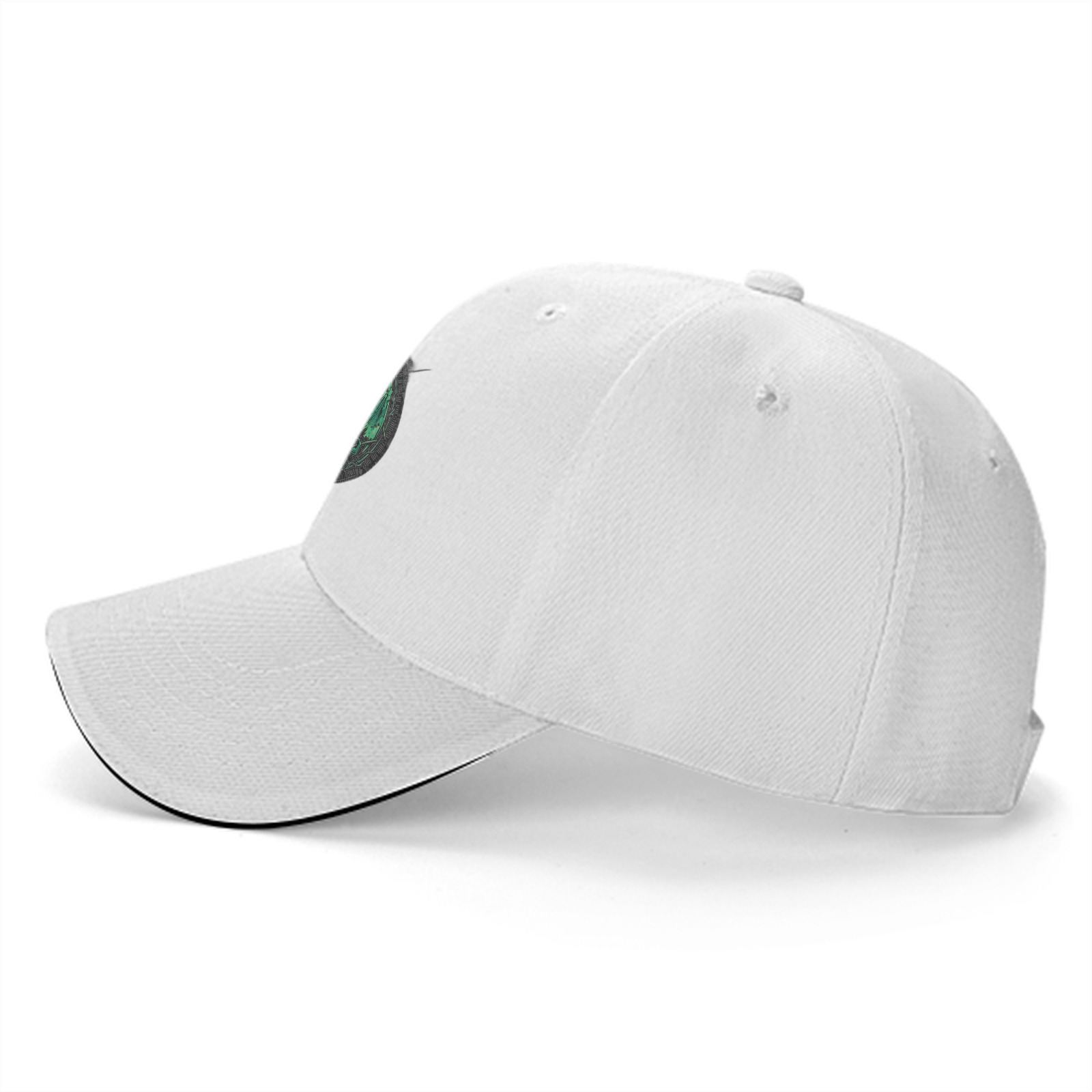 Black Baseball Cap with Green Cthulhu Monster Emblem