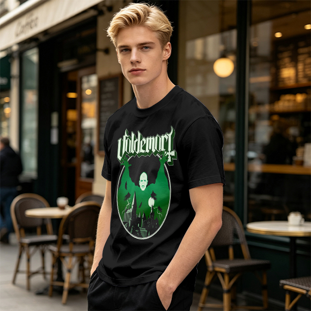 Olive T-shirt with Voldemort Dark Fantasy Graphic Print