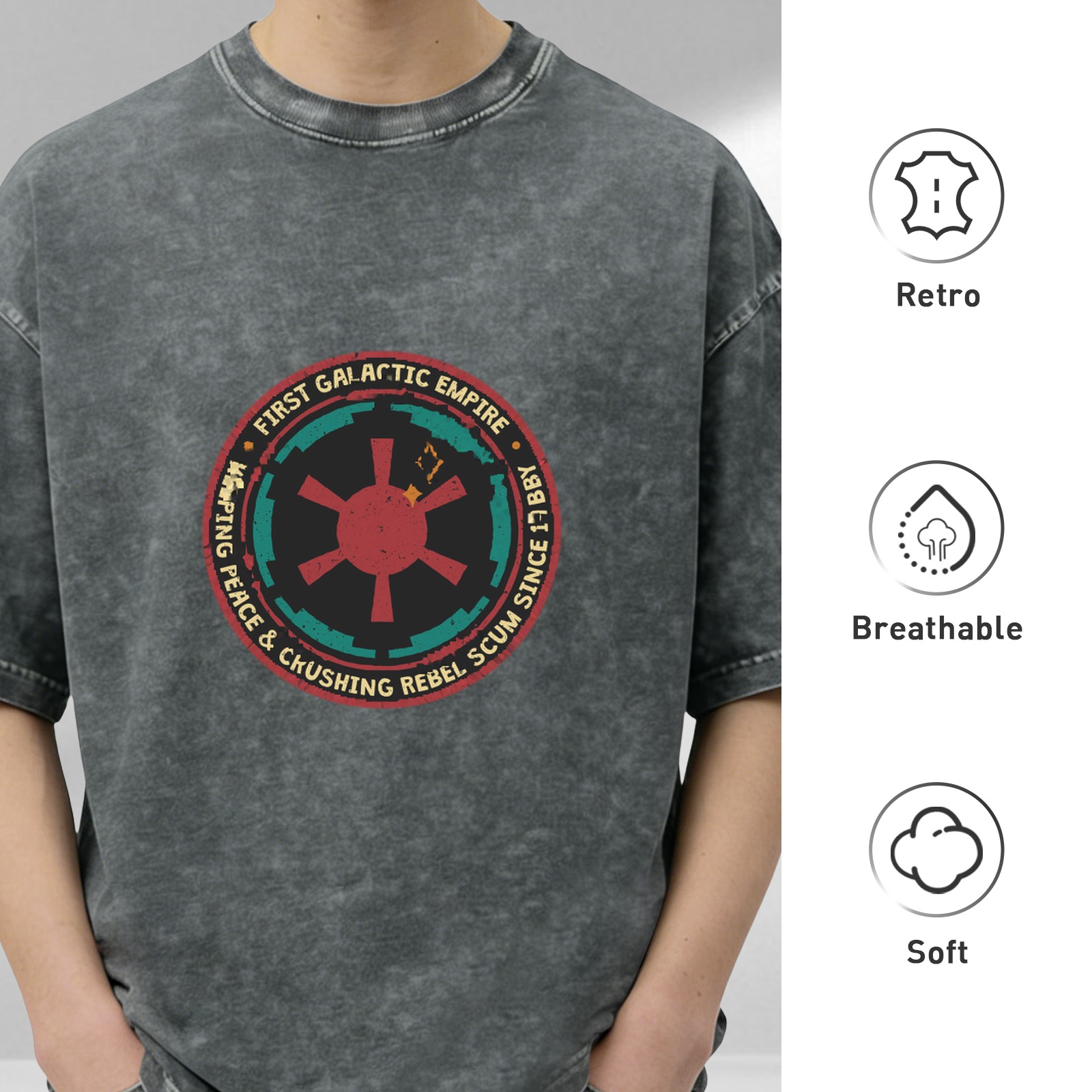 First Galactic Empire Distressed Graphic T-Shirt
