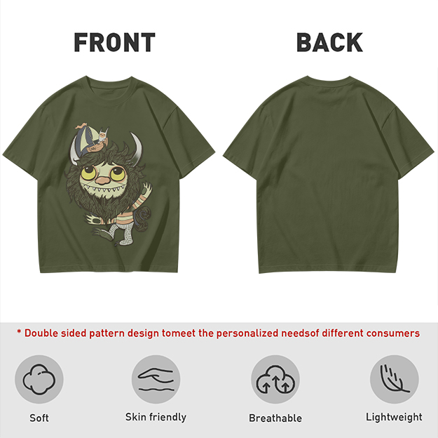 Olive T-Shirt With Where the Wild Things Art Print