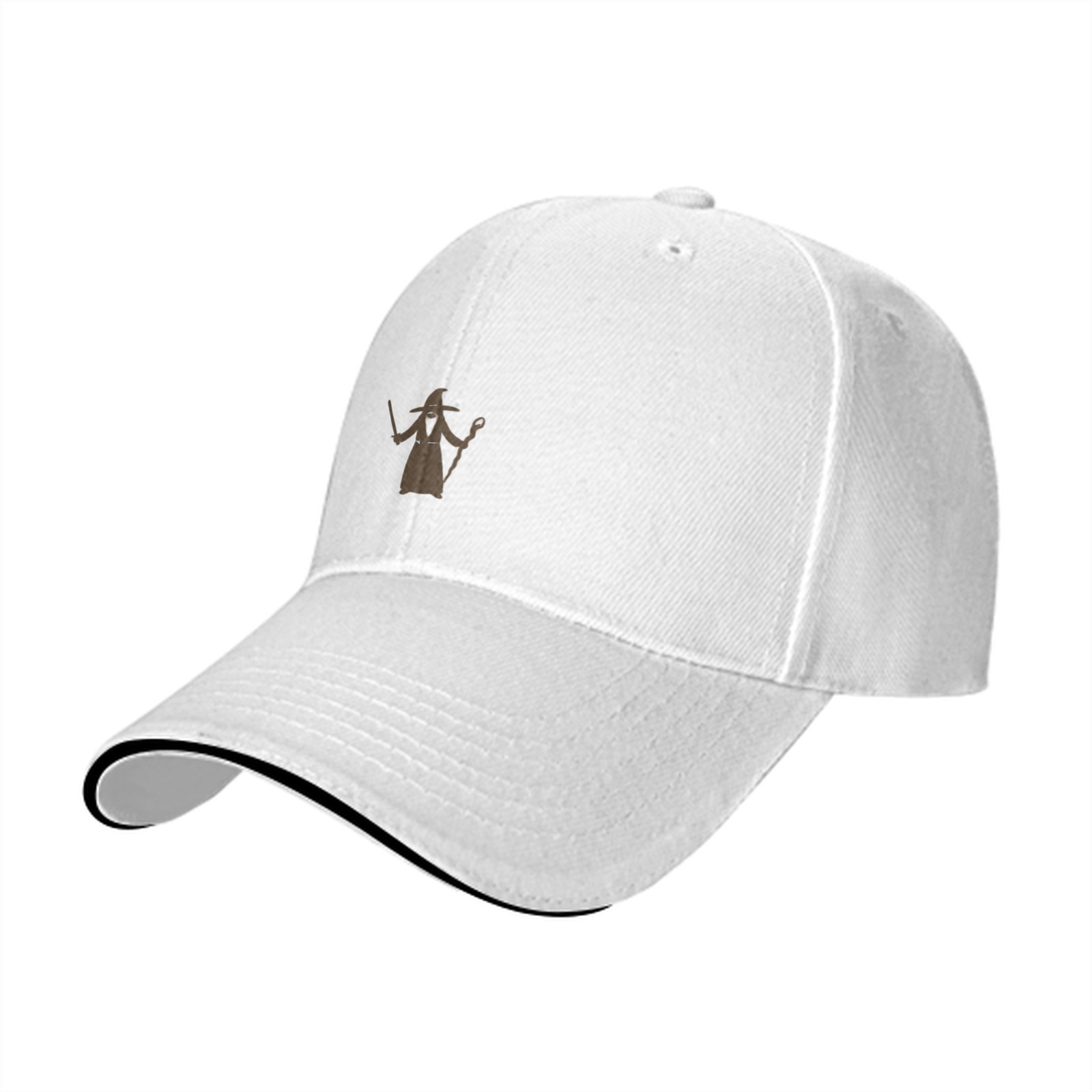 Black Baseball Cap With Brown Wizard Silhouette Graphic