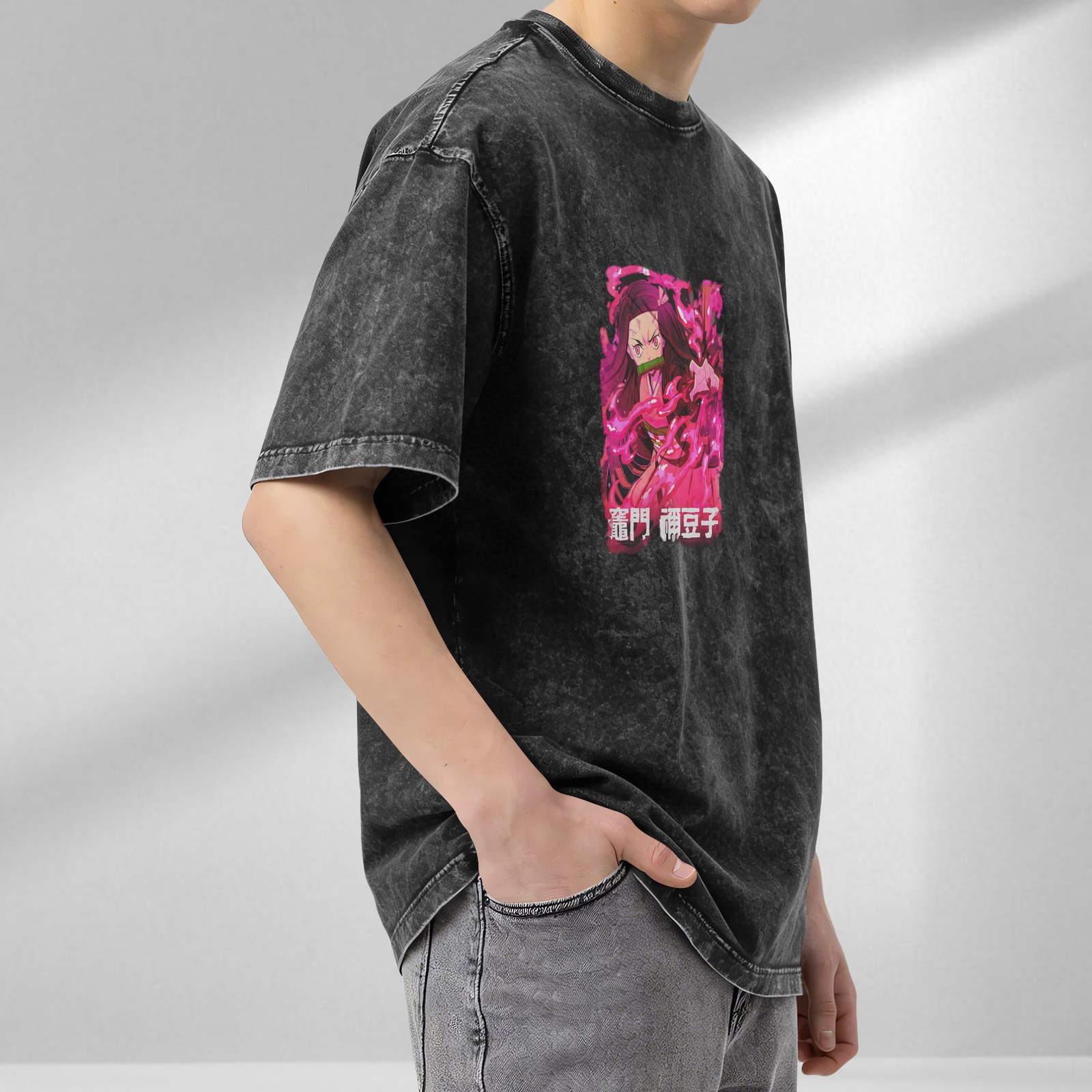 Demon Slayer Nezuko Kamado Anime Graphic Oversized Washed T-Shirt