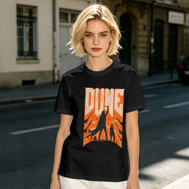 Dune Themed Silhouette Graphic Print Olive T-Shirt
