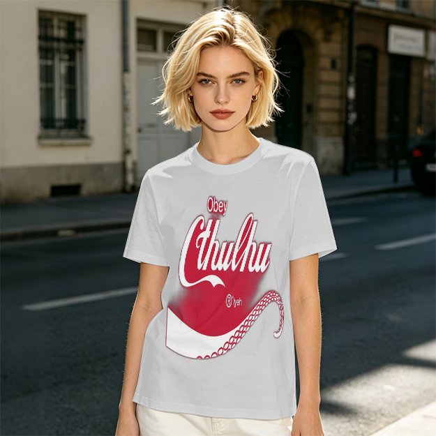 Obey Cthulhu Graphic Print Olive Green T-Shirt