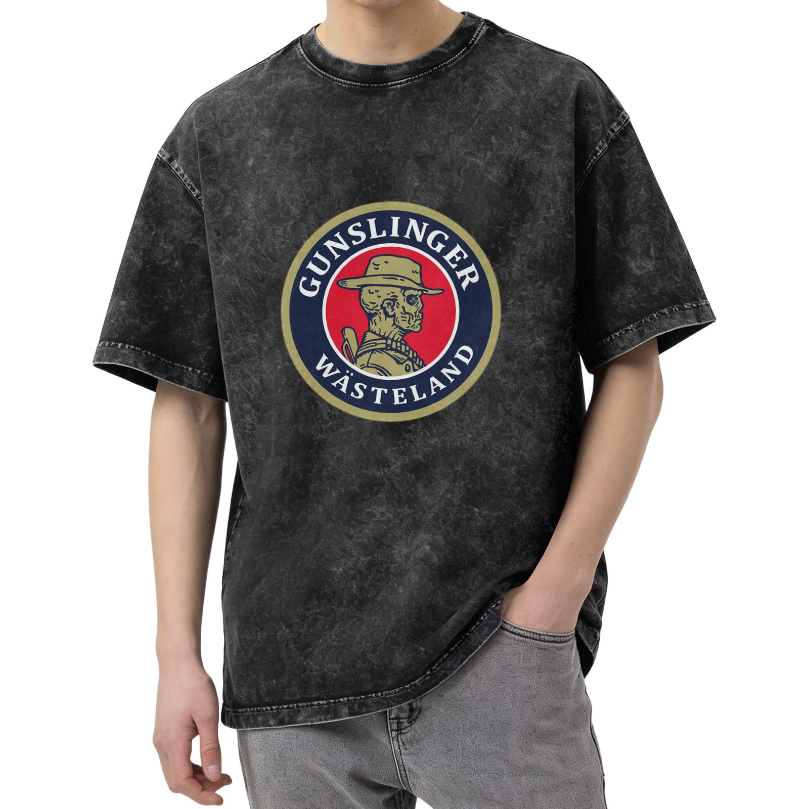 Wasteland Gunslinger Skeleton Graphic Stonewashed T-Shirt