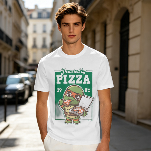 Powered by Pizza 1984 Cute Ninja Turtle T-Shirt