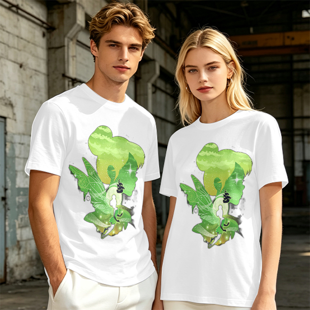 Olive T-shirt with fairy silhouette graphic design