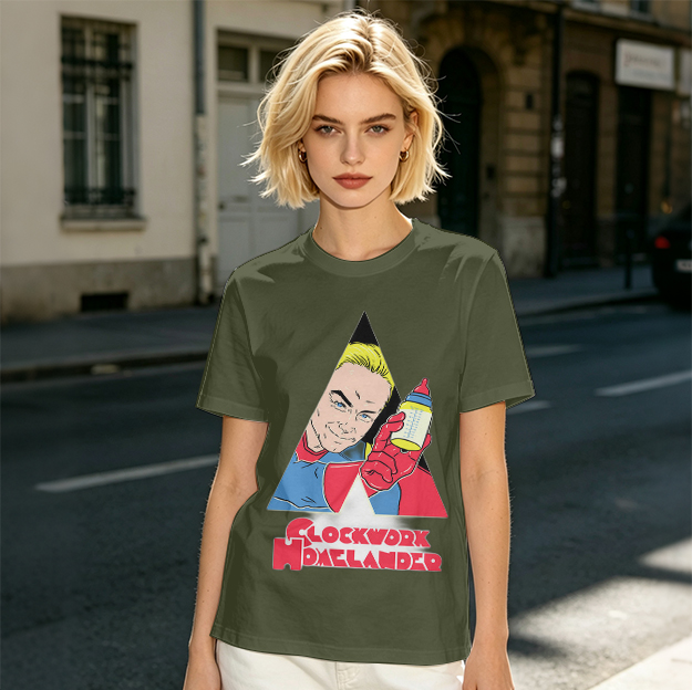 Olive Graphic T-Shirt with Clockwork Homelander Artwork