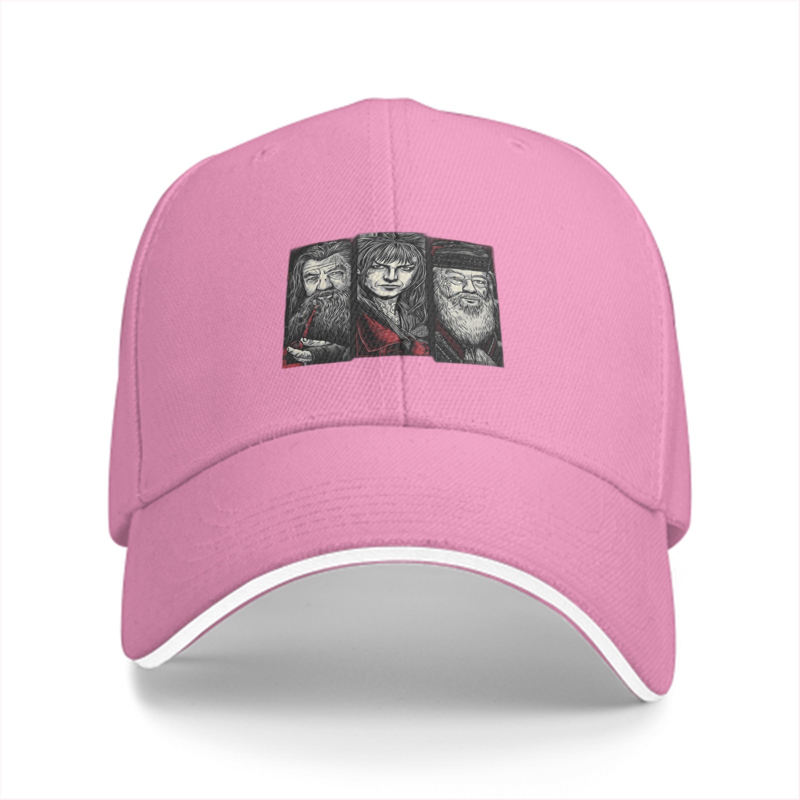 Black Baseball Cap With Fantasy Wizard Character Art Print