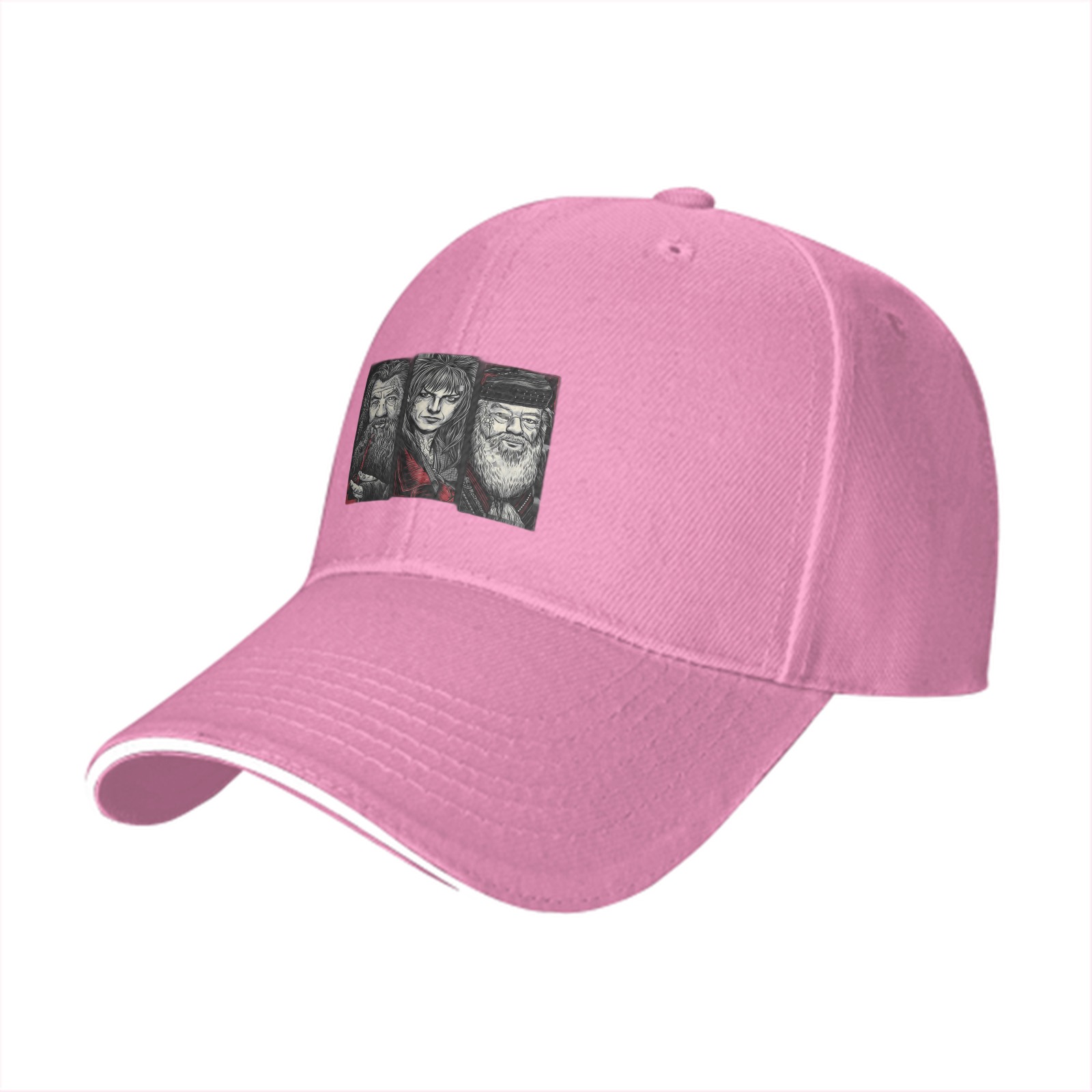 Black Baseball Cap With Fantasy Wizard Character Art Print