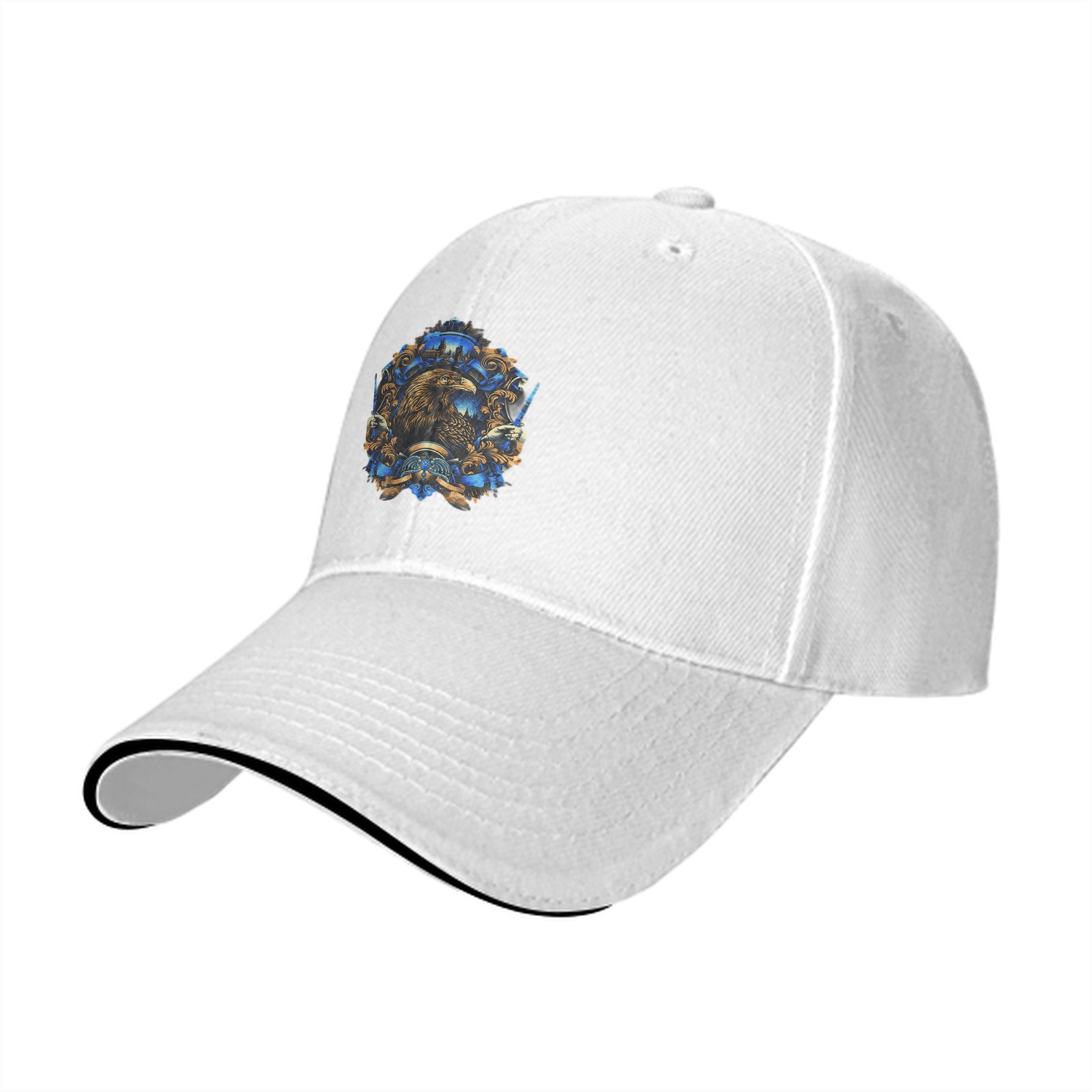 Black Baseball Cap With Detailed Eagle Crest Graphic