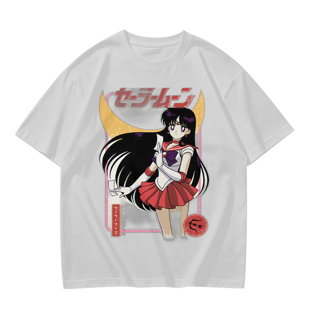 Olive T-shirt with Sailor Mars Anime Graphic Print