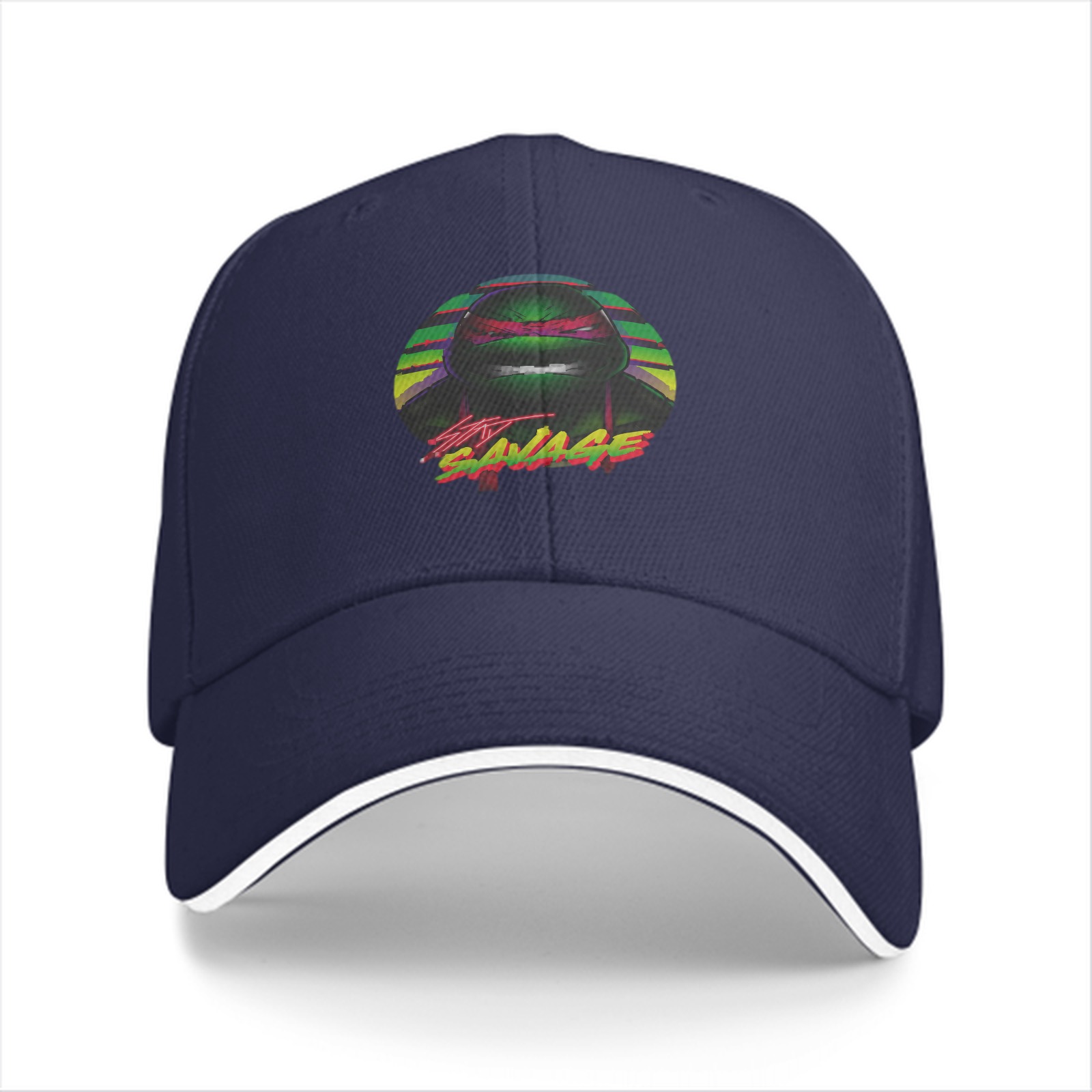 Black Baseball Cap with Ninja Turtle 'Stay Savage' Graphic