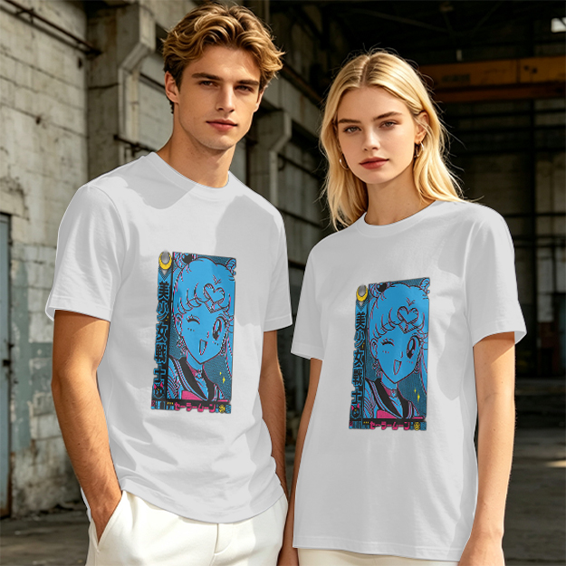 Olive anime graphic t-shirt with magical girl character print