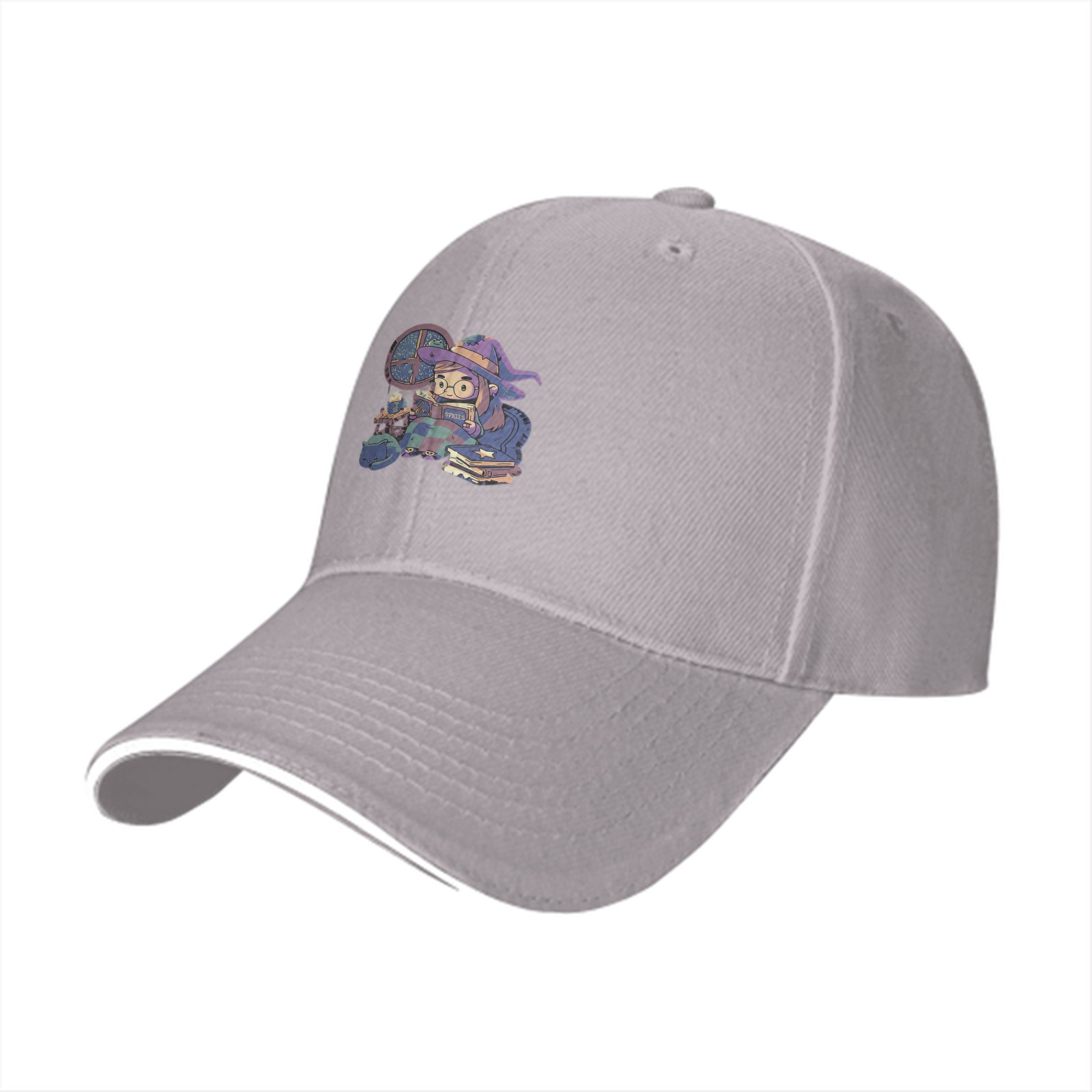 Black Baseball Cap With Cute Witch Reading Art Print