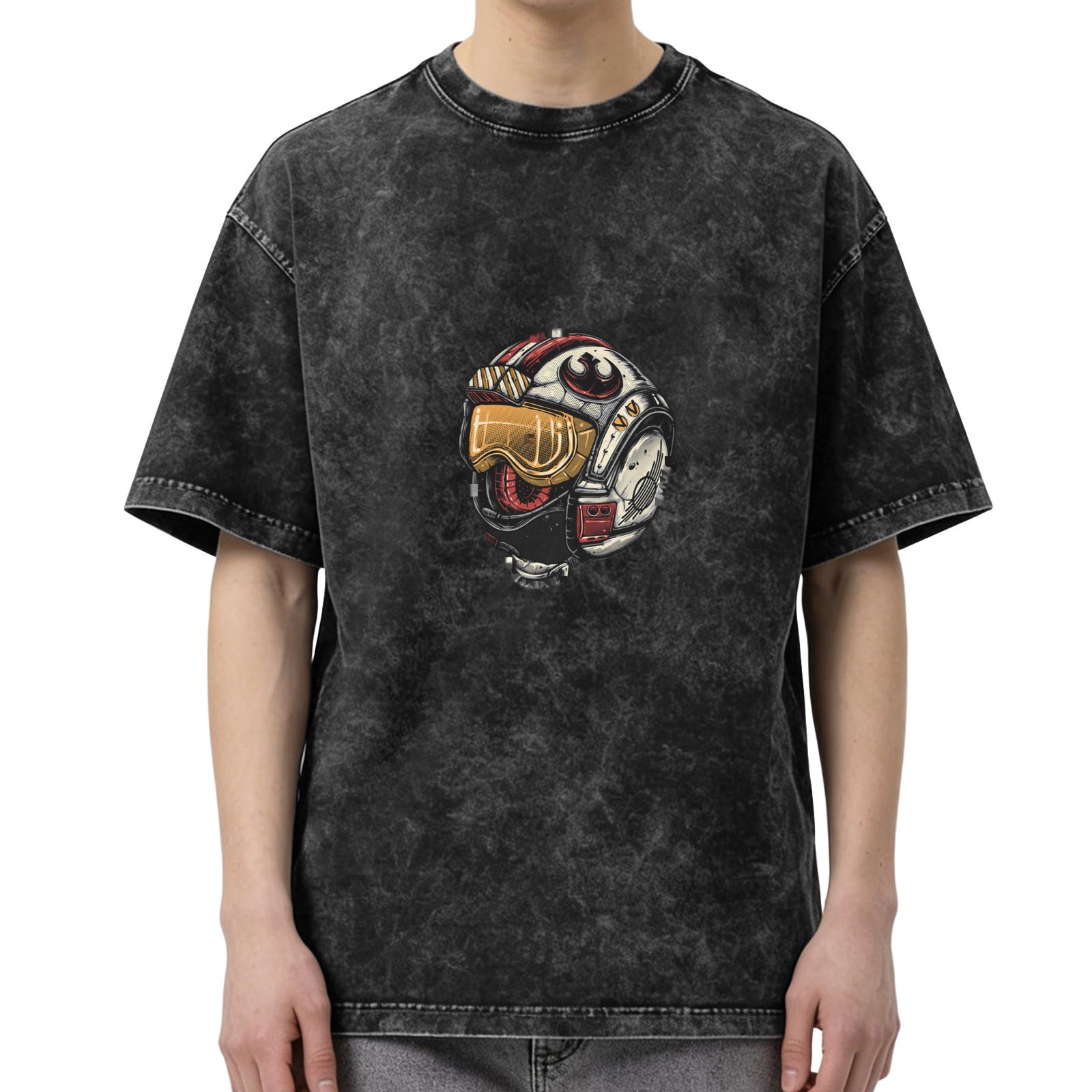 Star Wars X-Wing Pilot Helmet Graphic Vintage Wash Oversized T-Shirt