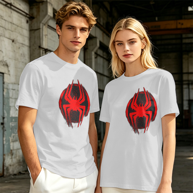 Olive T-Shirt with Red Spider Logo Graphic