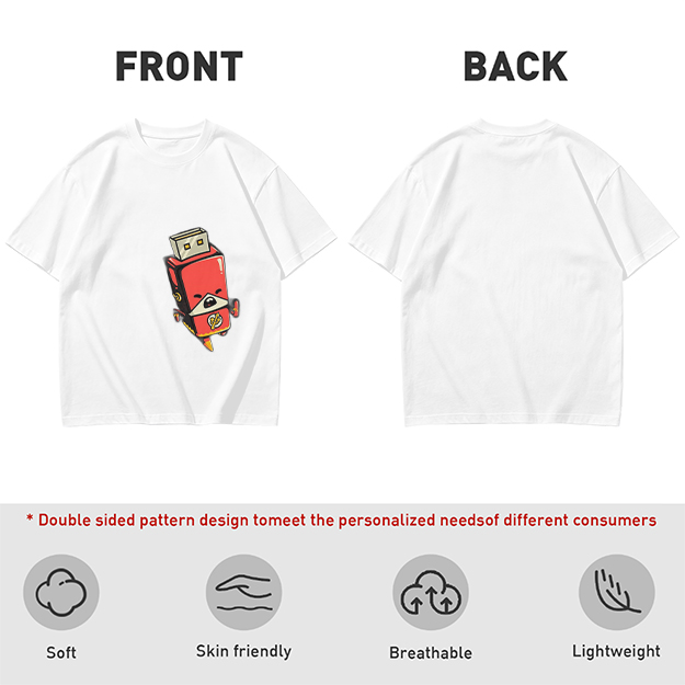Olive T-Shirt With Cartoon USB Flash Drive Character Print