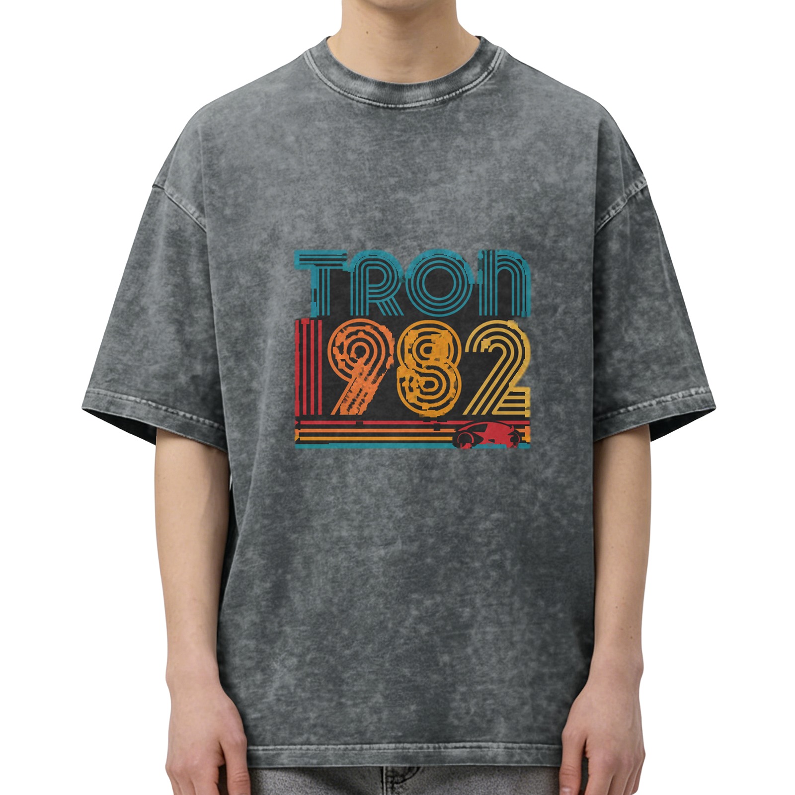 Tron 1982 Retro Graphic Acid Wash Oversized T-Shirt