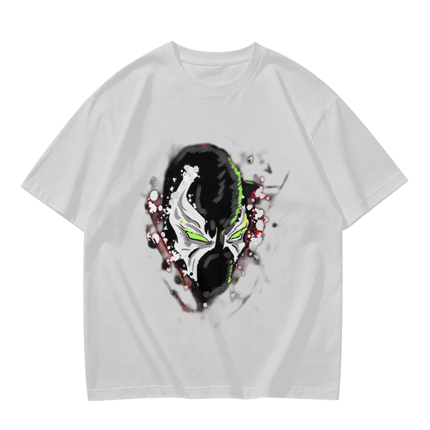 Olive T-shirt with Spawn Character Mask Graphic Print