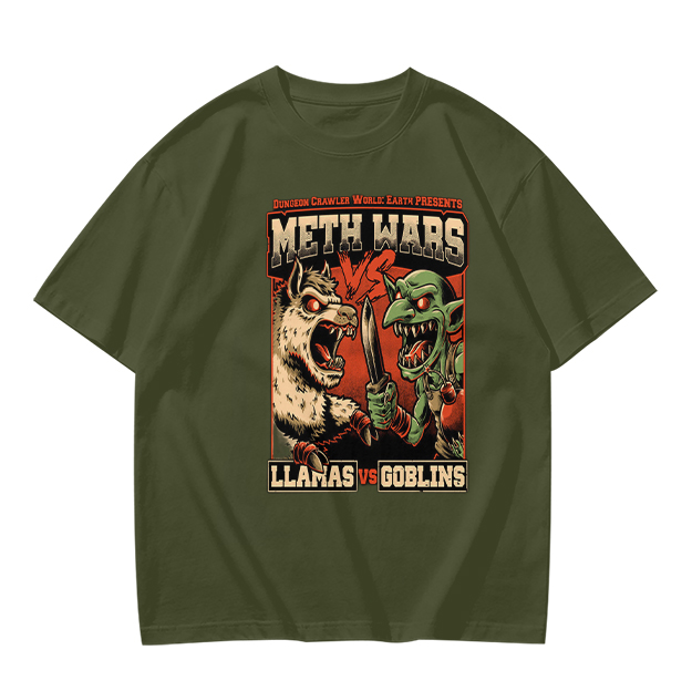 Meth Wars Llamas vs Goblins Graphic T-Shirt