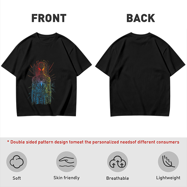 Olive T-Shirt With Abstract Gradient Spider-Man Graphic