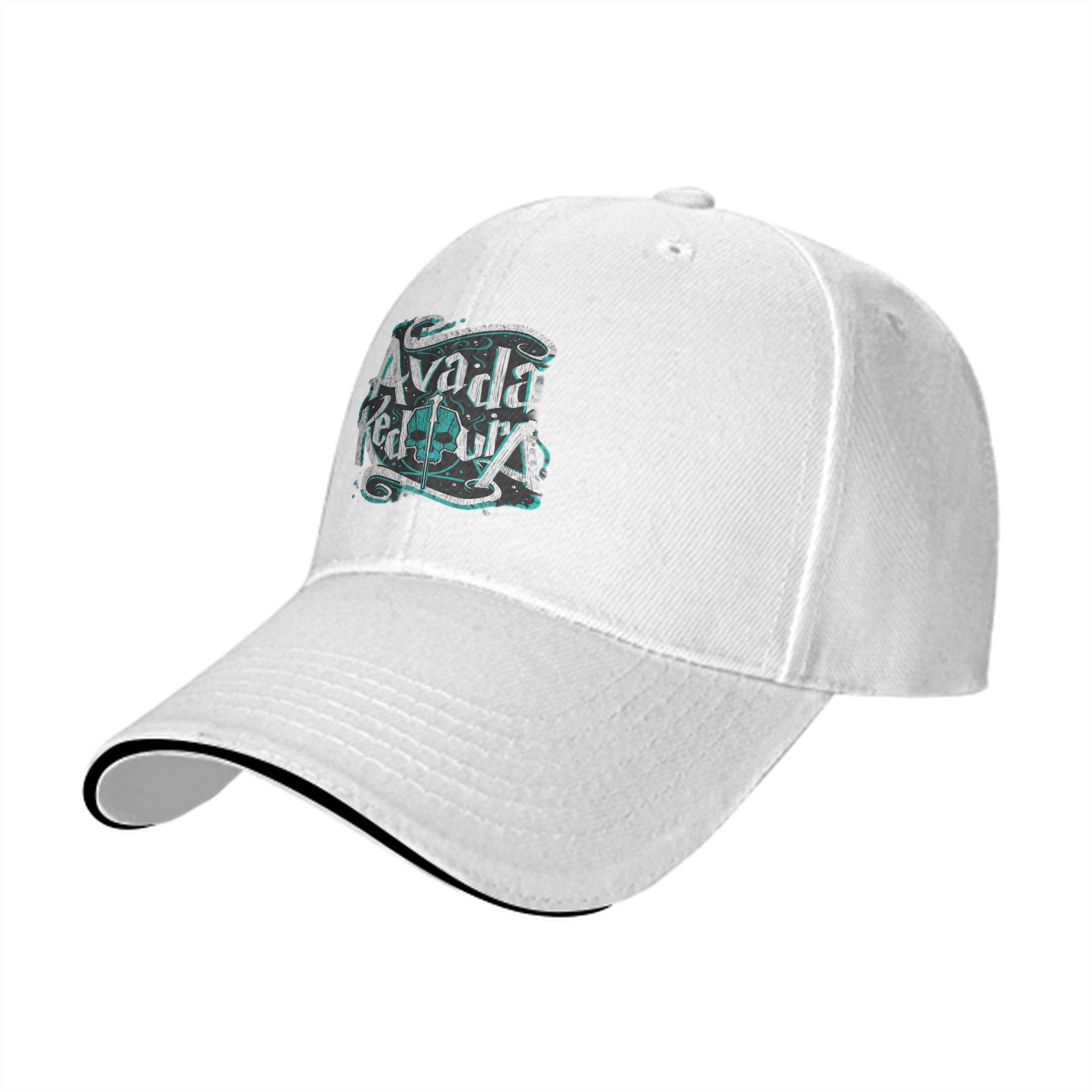 Black baseball cap with Avada Kedavra spell graphic
