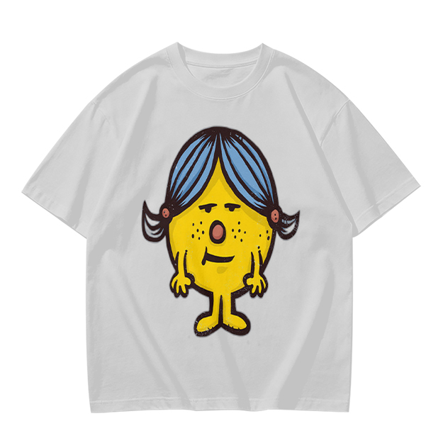 Olive Green T-Shirt With Grumpy Yellow Cartoon Girl Print