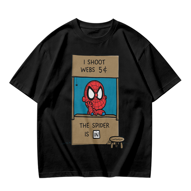 Olive t-shirt with cartoon Spider-Man web stand print