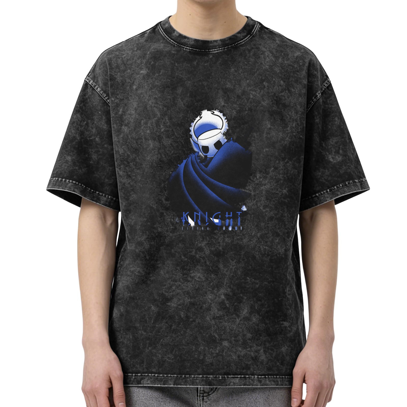 Washed black graphic t-shirt with knight character print
