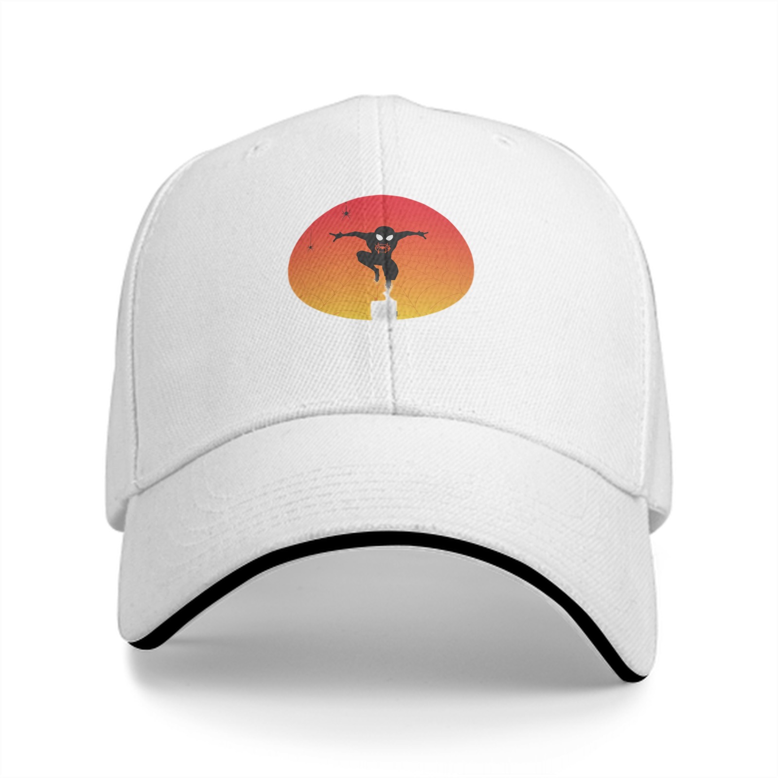 Black Baseball Cap With Ninja Silhouette Sunset Graphic