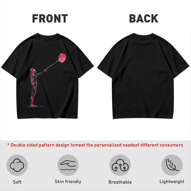 Olive T-shirt with Spider-Man Holding Red Balloon Graphic