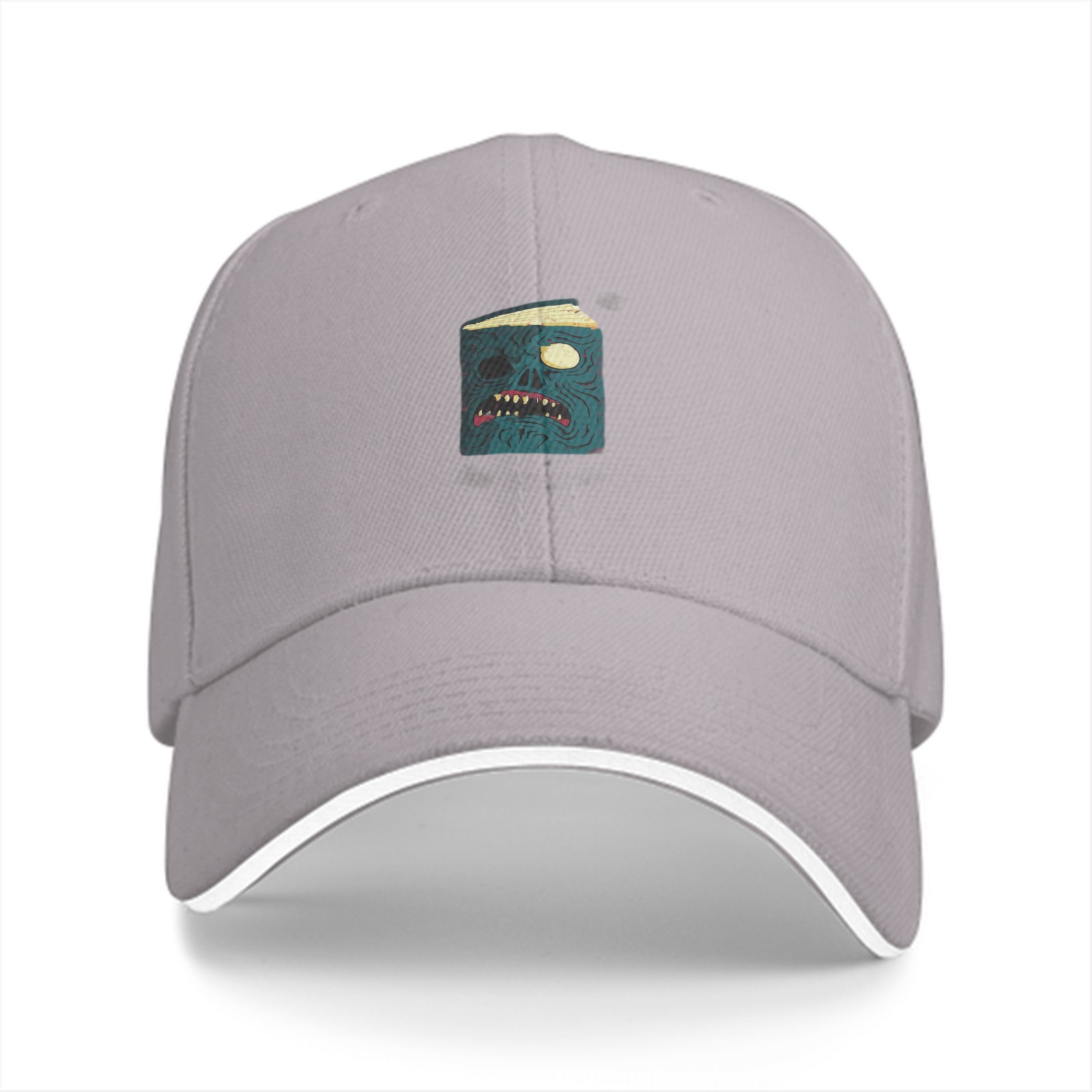 Black Baseball Cap With Square Zombie Monster Face Graphic