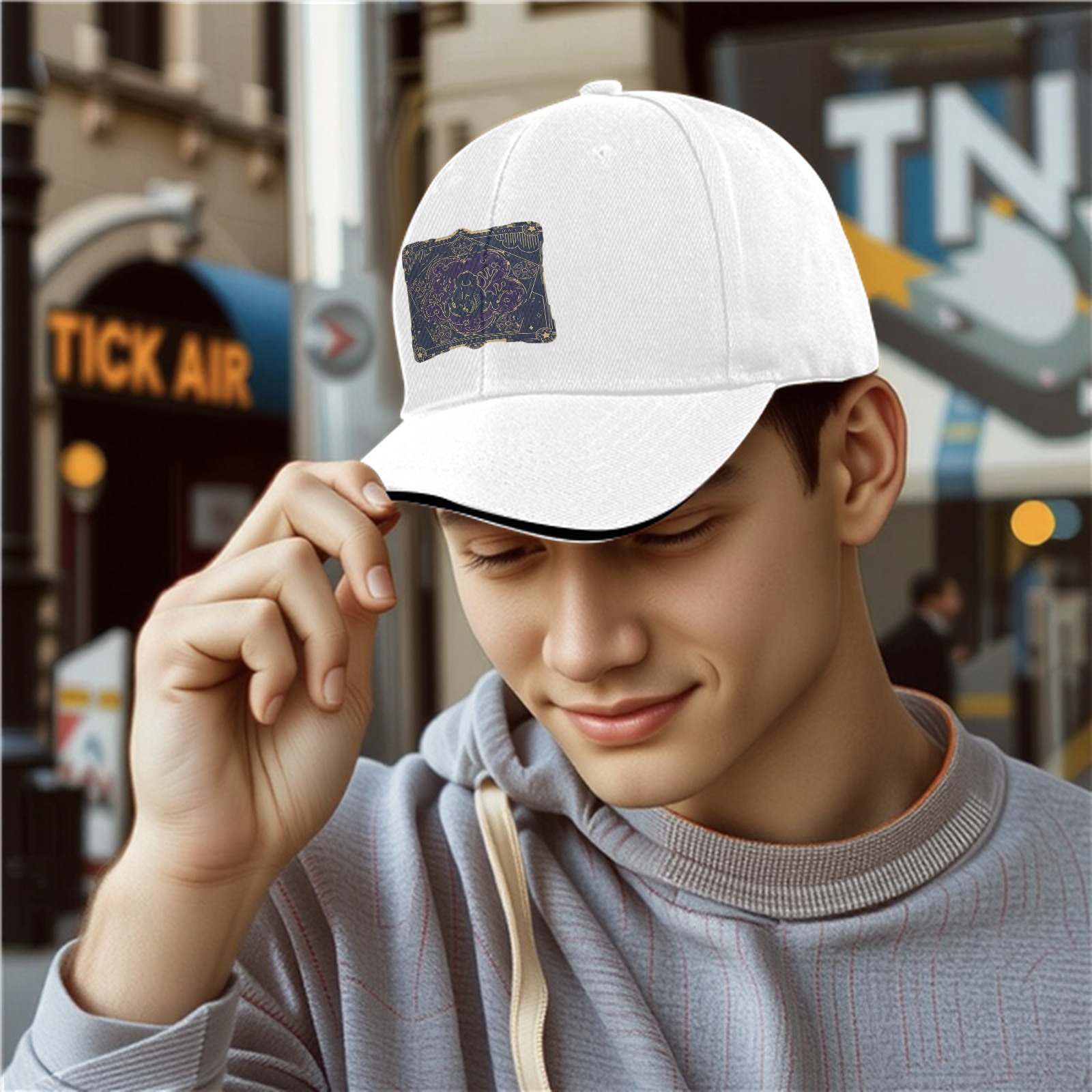 Black Baseball Cap With Celestial Octopus Constellation Art