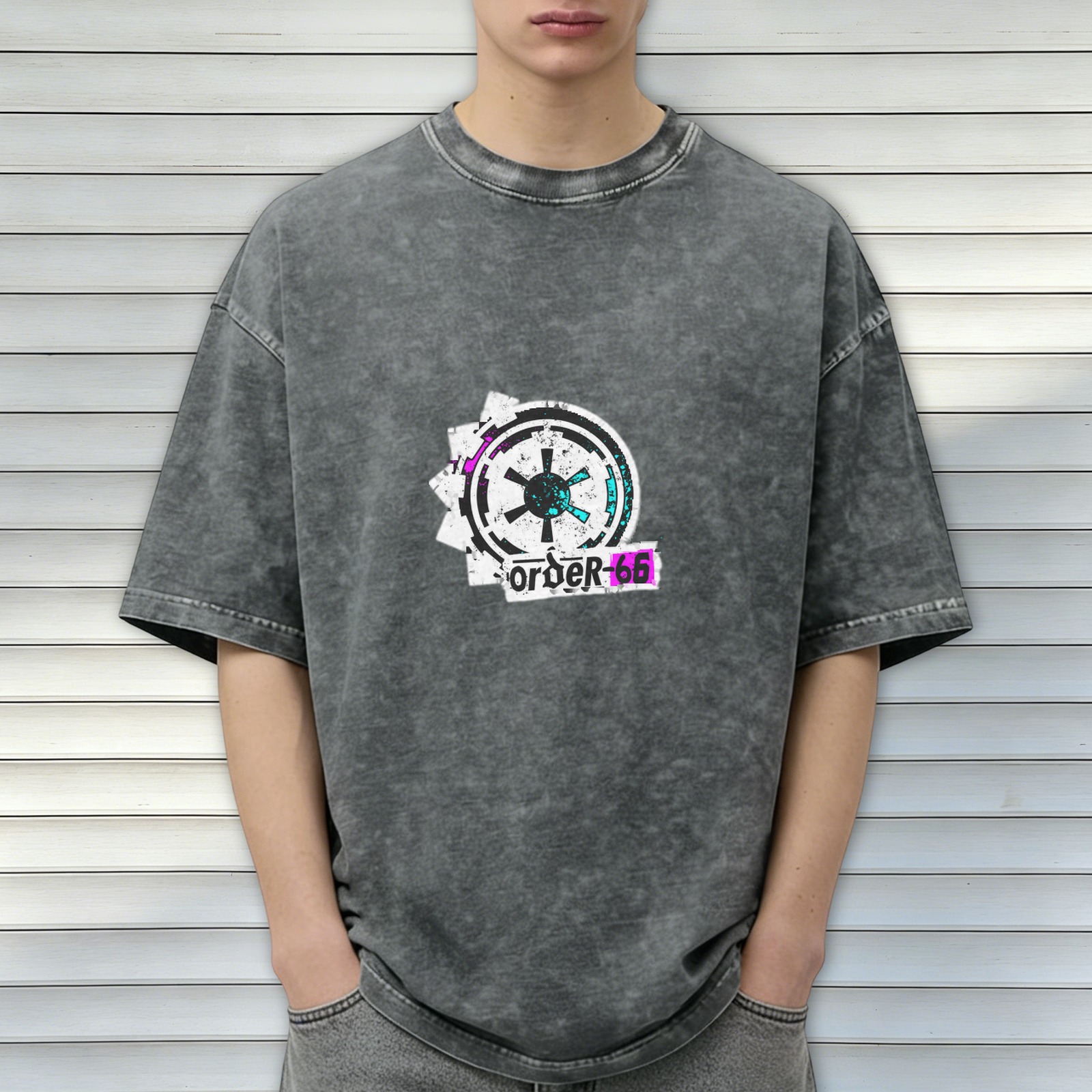 Washed Black Graphic T-Shirt with Order 66 Imperial Logo