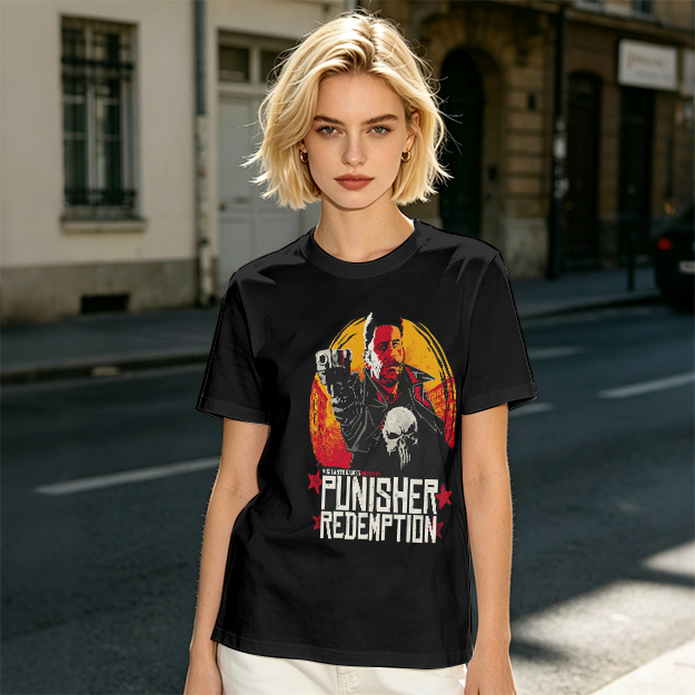 Olive Green Punisher Redemption Graphic T-Shirt