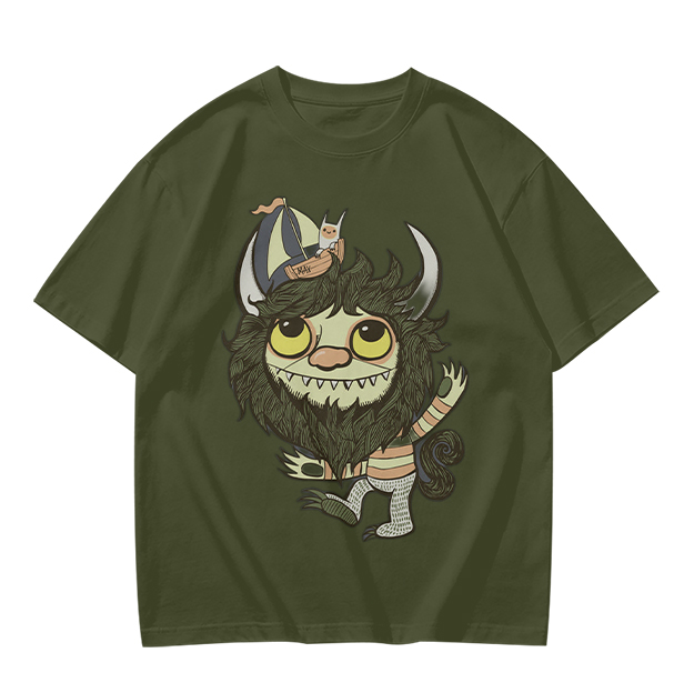 Olive T-Shirt With Where the Wild Things Art Print