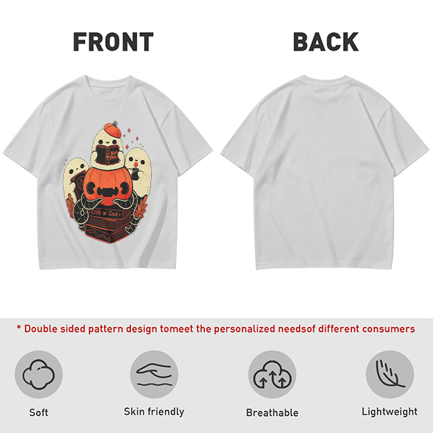 Olive Halloween Ghosts Jack-o'-Lantern Graphic T-Shirt