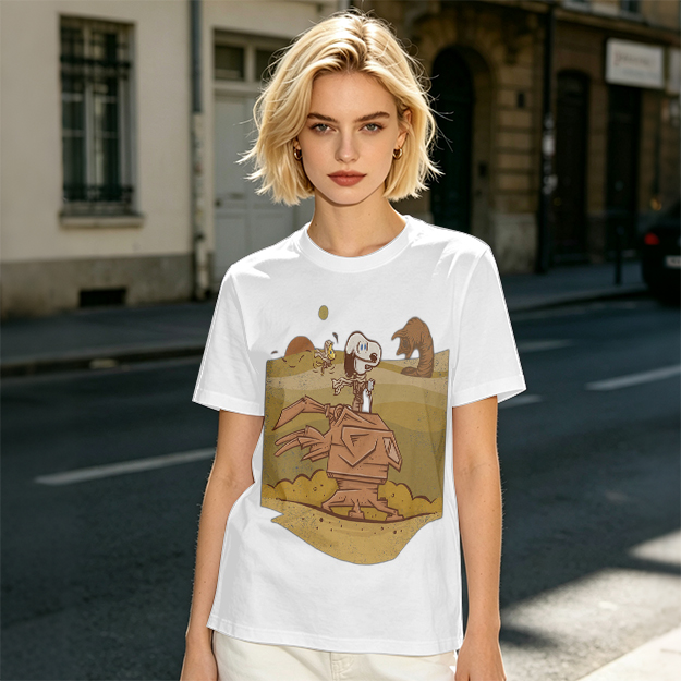 Olive T-Shirt With Desert Alien Dog Graphic Print