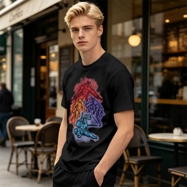 Olive T-shirt with Mutant Ninja Turtles Graphic Print