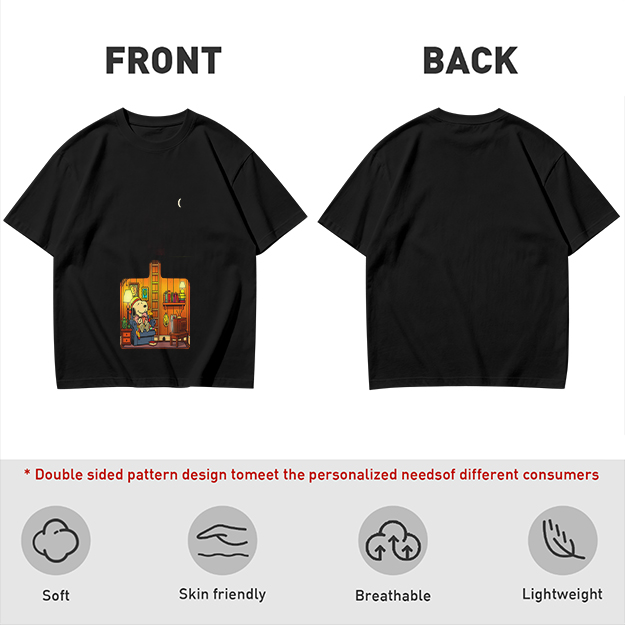 Olive T-Shirt With Cozy Dog In Room Graphic Print