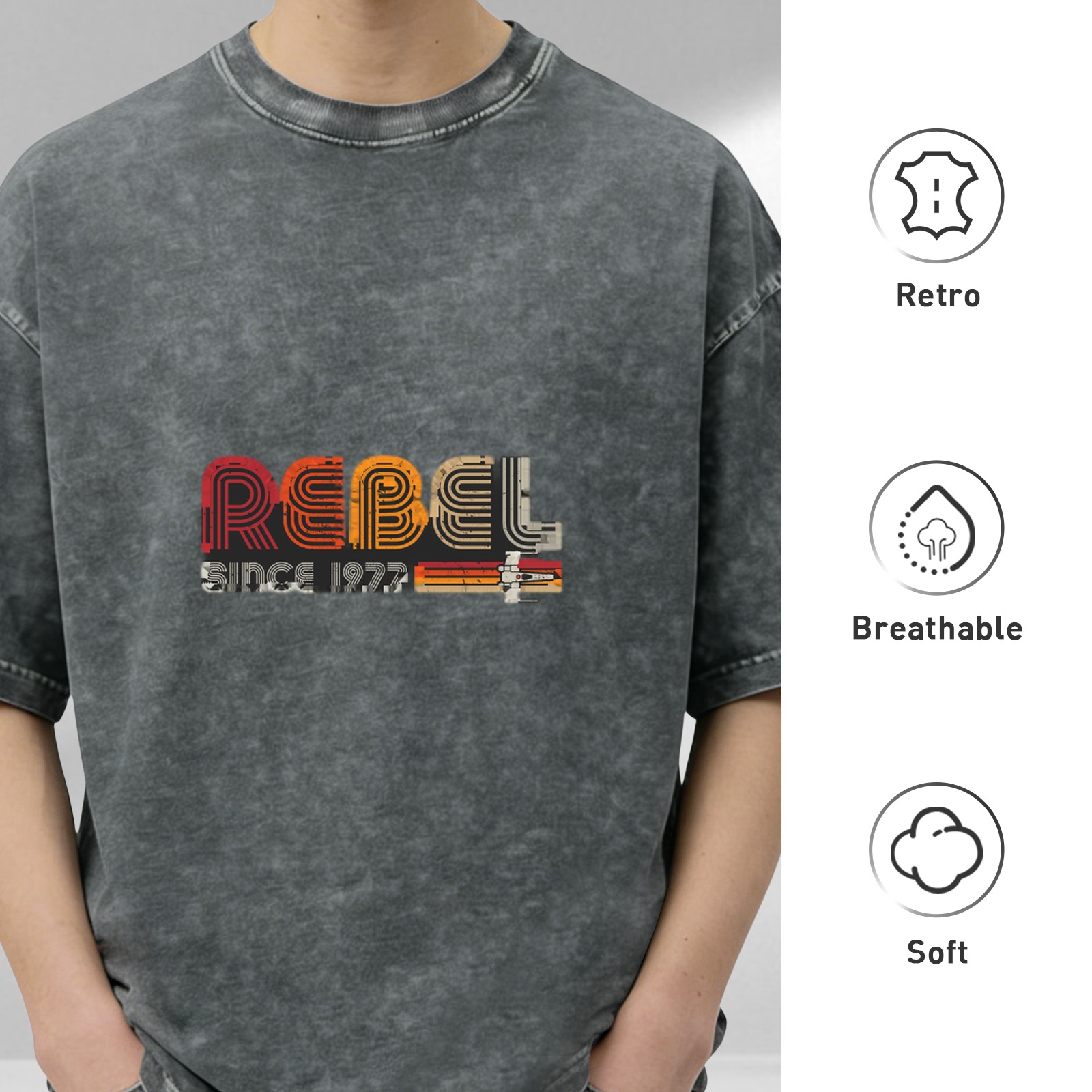 Rebel Since 1977 Vintage Stonewashed Graphic T-Shirt
