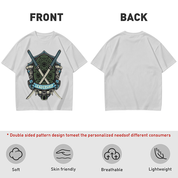 Olive T-Shirt with Ninja Turtle Leadership Katana Crest Print